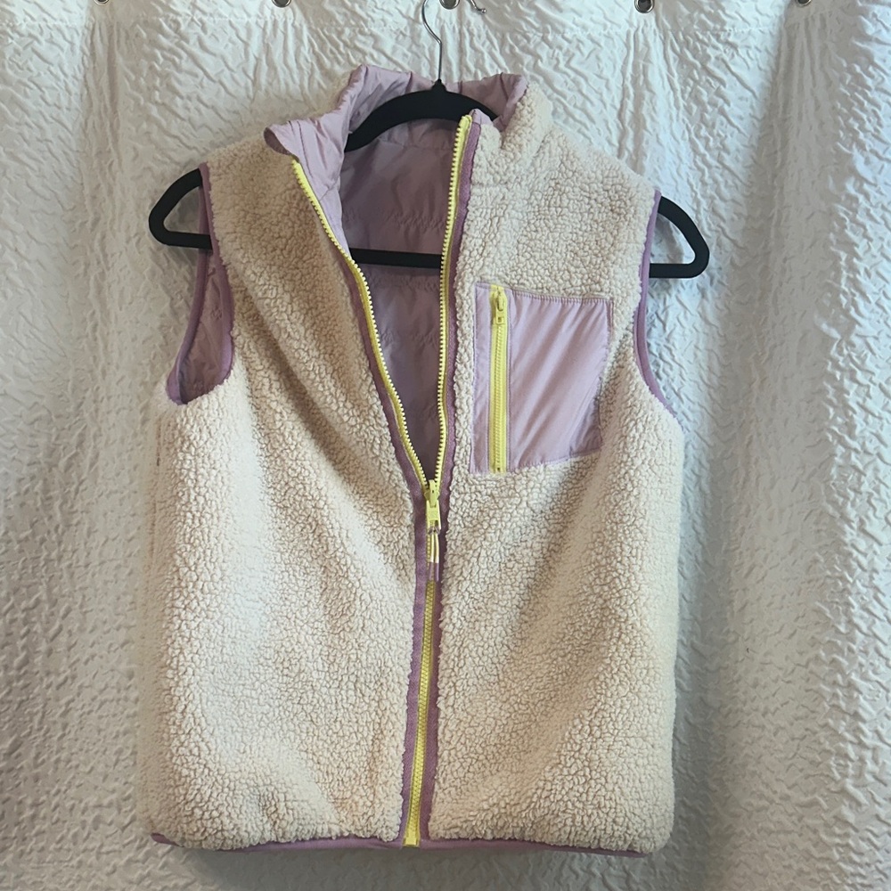 Kids Cream and Purple Fleece Vest